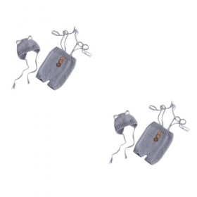 Abaodam 2 Pièces Tenues Vêtements Vêtements Tricoté Chapeau Photo Crochet Costume Nouveau-Né Tricot Chapeau Tricoté Tenues No