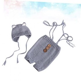 Abaodam 2 Pièces Tenues Vêtements Vêtements Tricoté Chapeau Photo Crochet Costume Nouveau-Né Tricot Chapeau Tricoté Tenues No