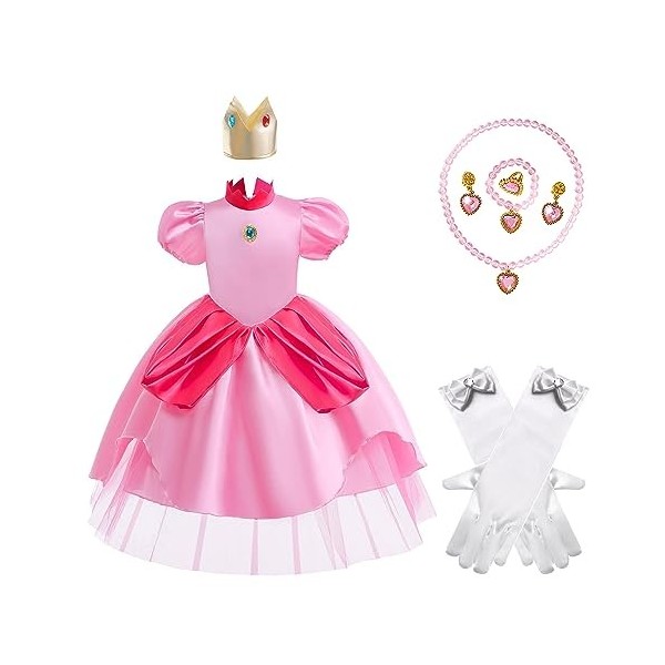FUYERLI Costume de cosplay princesse pêche pour filles, robe prince