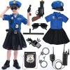 Deguisement Policier Enfant Costume Policier avec Accessoires Police Chemise Jupe Ceinturon Casquette Police Lunettes Walkie 