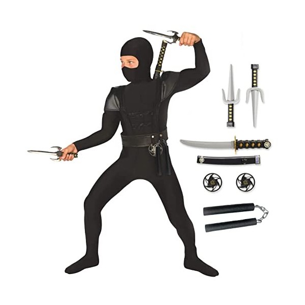 Morph Premium-Deguisement Ninja Enfant, Accessoire Ninja, Deguisement Ninja Garcon, Deguisement Ninja Fille, Costume Ninja En