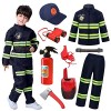 Pompier Deguisement Enfant Pompier Ensemble de Costume avec Pompier Jouet Extincteur Jouet Pompier Accessoires pour Carnaval 