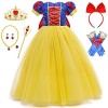 Windskids Blanche Neige Déguisement et Accessoires Fille Snow White Robe de Princesse Costume Cosplay Noël Carnaval Halloween