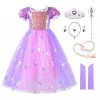 JerrisApparel Déguisement Princesse Fille Pailleté Fleur Costume 3 ans, Violet avec Accessoires 