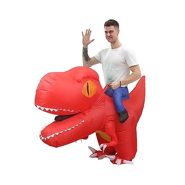 JASHKE Costume de Dinosaure Gonflable Déguisement de Dinosaure pour Adulte Dinosaure Rouge …