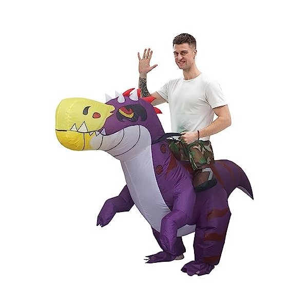 JASHKE Costume de Dinosaure Gonflable Déguisement de Dinosaure pour Adulte Dinosaure Rouge …