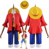 Tjmiaohao Anime One Piece Monkey D. Luffy Cosplay Costume Outfit Jeu de Rôle Uniforme Haut Pantalon Ensemble Complet Hommes E