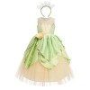 IBAKOM Enfants Filles Déguisements Princesse Tiana Costume Robe Halloween Carnaval Cosplay Tenues Anniversaire Conte Fées Jeu