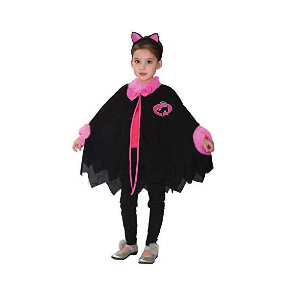 Lovelegis Costume de chat – Chaton pour fille – Déguisement – carnaval – Halloween – Cosplay – Accessoires – Cape Poncho + Ba
