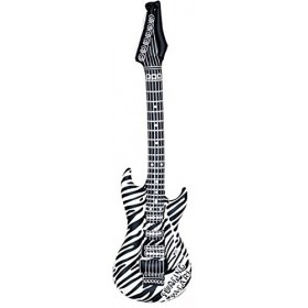 COOLMP Lot de 12 - Guitare Rock Gonflable zébrée - Taille Unique - Accessoires de fête, Costume, déguisement, Jeux, Jouets