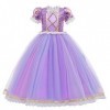 IDOPIP Fille Robe de Princesse Raiponce avec Accessoires, éguisement Princesse fille,Tulle Maxi Costume Carnaval Fille Hallow