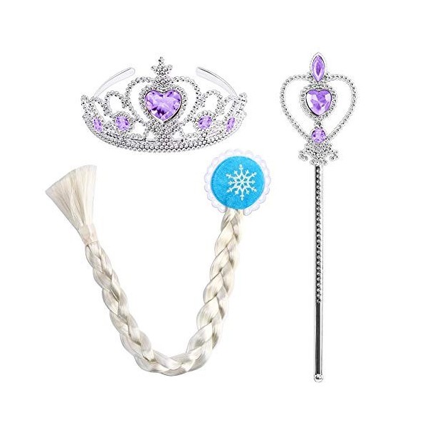 IBTOM CASTLE Elsa Anna Princesse Glace Neiges Costume Enfant Fille Cosplay Longue Déguisement et Accessoires à Manches Courte