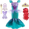 Foanja Petite Sirène Déguisement Fille Cosplay Princesse Ariel Robe de Soirée pour Enfant Halloween Noël Carnaval Anniversair