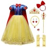 FYMNSI Princesse Blanche-Neige Costume Enfant Fille Robe avec Cape Accessoires Carnaval Anniversaire Fête Enfant Snow White M