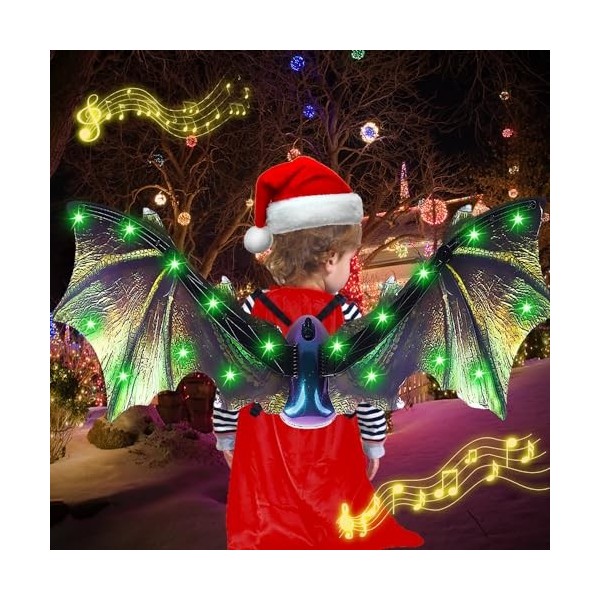 VATOS Ailes de dragon électriques avec lumières LED - Accessoire de fête parfait pour garçons et filles avec ailes de dragon 