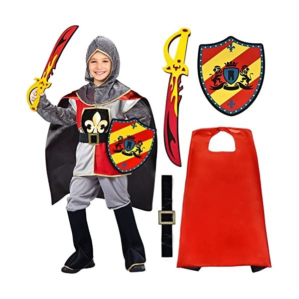 Latocos Costume de Chevalier Enfant Déguisement Accessoires Roleplay Costume Médiéval Chevalier de Rôle Kit Halloween Carnava