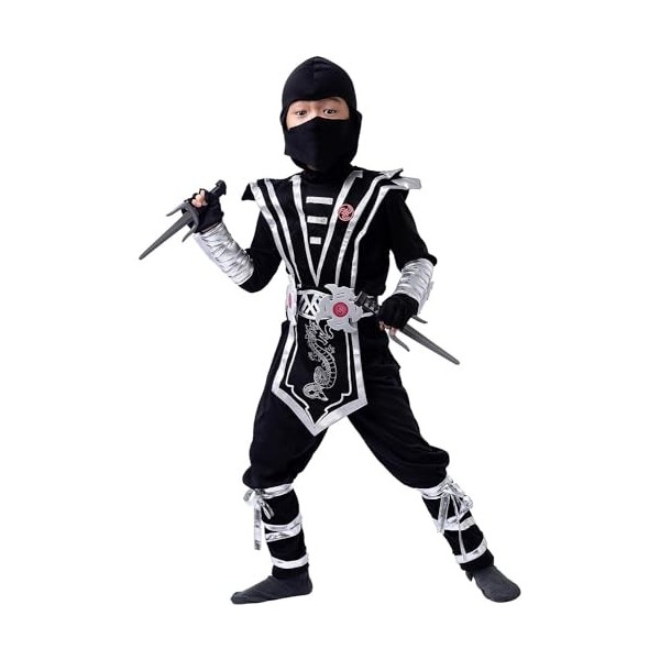 Spooktacular Creations Ensemble de costumes Silver Ninja Deluxe avec accessoires en mousse Ninja jouets pour enfants Kung Fu 
