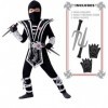 Spooktacular Creations Ensemble de costumes Silver Ninja Deluxe avec accessoires en mousse Ninja jouets pour enfants Kung Fu 