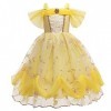 MYRISAM Filles Princesse Belle Robe de Carnaval Hors Épaule Costume de la Beauté et la Bête Halloween Déguisements Cosplay Cé