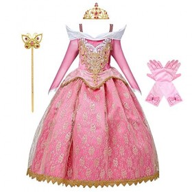 MYRISAM Fille Déguisement d’Aurore La Belle au Bois Dormant Cosplay Costume Princesse Conte de Fée Dégradés Robe Carnaval Hal