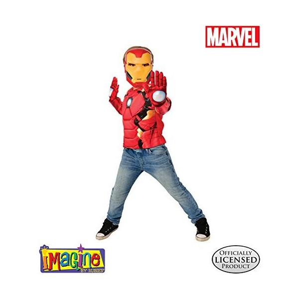 Rubies - RubieS - Déguisement officiel Marvel - Poitrine Musculeuse Iron Man avec accessoires - Enfant - Taille M - Uni - Ja