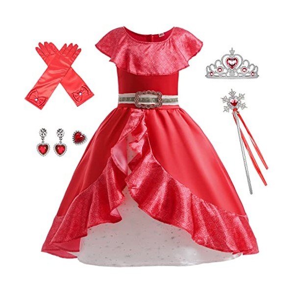 Foanja Princesse Elena Robe Fille Déguisement Robe de Soirée et Princesse Accessoires Cosplay Halloween Noël Carnaval Anniver