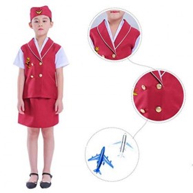 TOYANDONA Enfants Hôtesse de Lair Costume Hôtesse de Lair Costume Set Scène Performance Vêtements Jeu de Rôle Tenue Cosplay