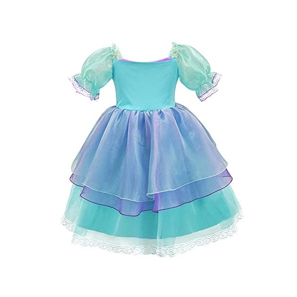 Deguisement Robe Sirène pour Filles Enfants Tout-petit Princesse Ariel Habiller avec Accessoires Vêtement de Fête danniversa