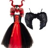 IDOPIP Maléfique Maléfique Sorcière Costume Robe pour Enfants Bébé Filles Halloween Carnaval Cosplay Déguisement Déguisement 