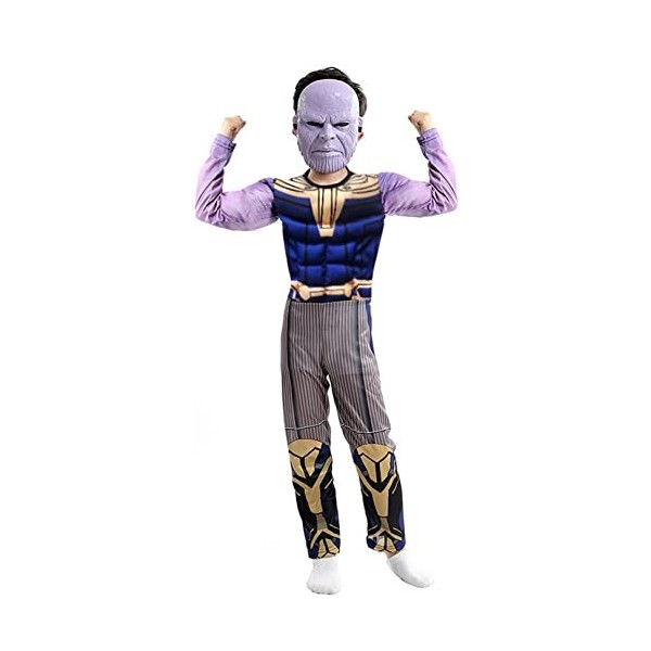 Thanos Muscle Combinaison Enfants Halloween Cosplay Costumes Unisexe Performance Body Déguisement Onesies Mascarade Tenue Co