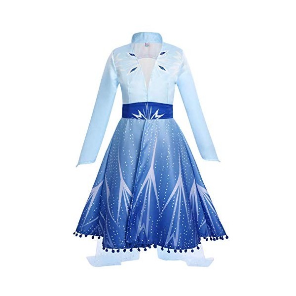 IMEKIS Enfant Fille Anna Elsa Costume Princesse Frozen Noël Carnaval Cosplay Déguisement À Manches Longues Flocon De Neige Tu