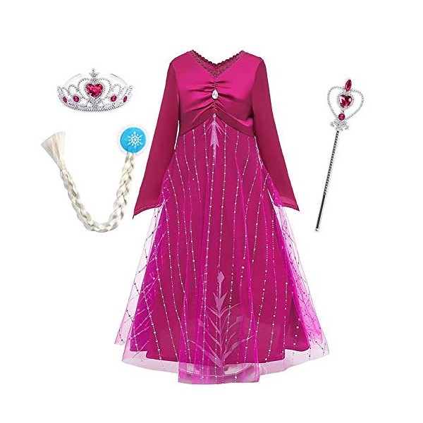 IMEKIS Enfant Fille Anna Elsa Costume Princesse Frozen Noël Carnaval Cosplay Déguisement À Manches Longues Flocon De Neige Tu