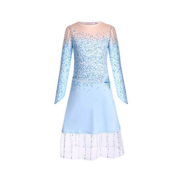 IMEKIS Enfant Fille Anna Elsa Costume Princesse Frozen Noël Carnaval Cosplay Déguisement À Manches Longues Flocon De Neige Tu