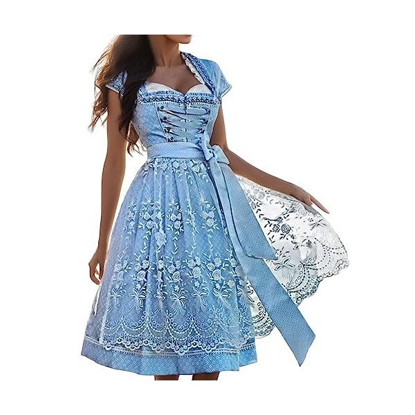 Robe Oktoberfest Femme Robe de Costume Dirndl Déguisement Oktoberfest Femme Robe Traditionnelle pour Femme Oktoberfest Dirndl