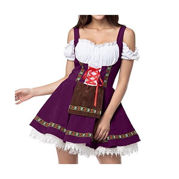 Robe Oktoberfest Femme Robe de Costume Dirndl Déguisement Oktoberfest Femme Robe Traditionnelle pour Femme Oktoberfest Dirndl