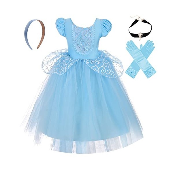 Lito Angels Deguisement Robe Princesse Cendrillon avec Accessories Enfant Fille, Anniversaire Fete Carnaval Halloween Costume