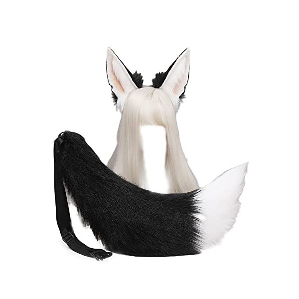 CLSQLXYJZC Ensemble Queue et Oreilles de Renard Cosplay, Peluche Chat Bandeau Déguisement Animal Cosplay Costume Accessoire, 