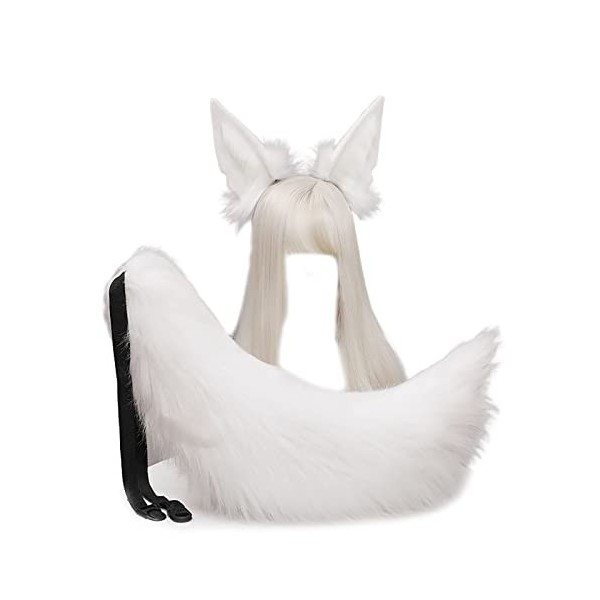 CLSQLXYJZC Ensemble Queue et Oreilles de Renard Cosplay, Peluche Chat Bandeau Déguisement Animal Cosplay Costume Accessoire, 