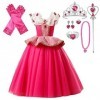 Lito Angels Deguisement Costume Robe La Belle au Bois Dormant Princesse Aurore avec Accessories pour Enfant Fille, Taille 7-8