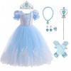 IMEKIS Costume de Cendrillon Sofia pour fille,Princesse,Anniversaire,Fantaisie,Robe à volants,Tulle,Robe de fête,Pour Hallowe