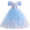 IMEKIS Costume de Cendrillon Sofia pour fille,Princesse,Anniversaire,Fantaisie,Robe à volants,Tulle,Robe de fête,Pour Hallowe