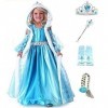 Costume - carnaval - halloween - surgelé - elsa - capuche - manteau - accessoires compris - 130 - 6/7 ans 