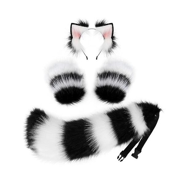 Costume de chat noir et blanc – Déguisement de chat en peluche