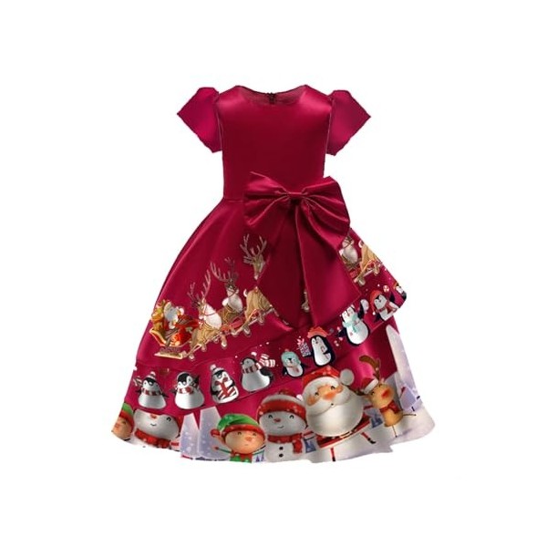 Yavion Robe Bébé Noel Deguisement Fille 4 Ans Tenue Mère Fille Assortie Robe Coktail Rouge DéGuisement Enfant Fille Déguiseme