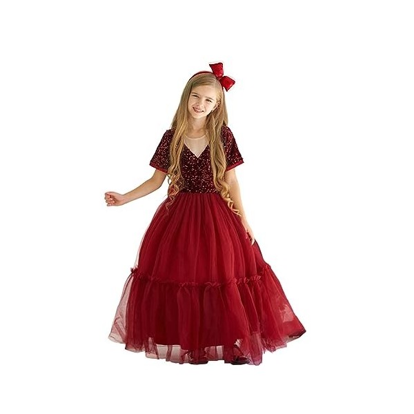 Yavion Robe Bébé Noel Deguisement Fille 4 Ans Tenue Mère Fille Assortie Robe Coktail Rouge DéGuisement Enfant Fille Déguiseme