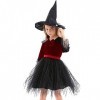 dobooo Déguisements dhalloween pour Filles,Déguisement de sorcière dhalloween Accessoires de déguisement Jupe et Chapeau - 