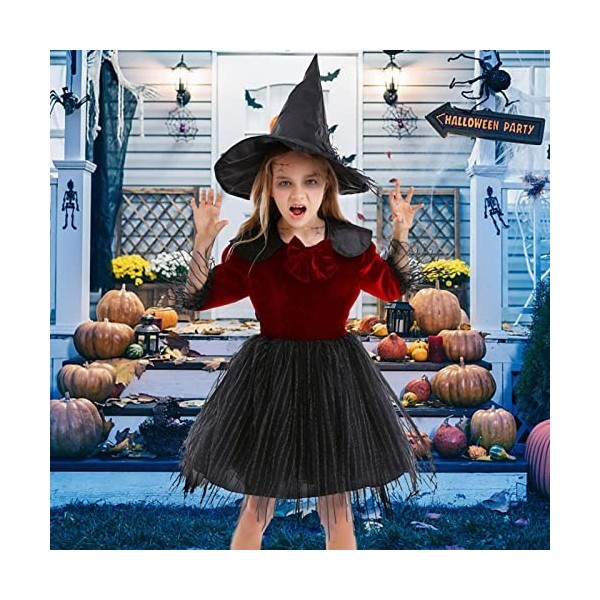 dobooo Déguisements dhalloween pour Filles,Déguisement de sorcière dhalloween Accessoires de déguisement Jupe et Chapeau - 