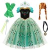 Kosplay Fille Robe de Princesse Anna Déguisement Reine des Neige Costume avec Perruque Accessoires Anniversaire Fête Hallowee