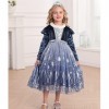 LiUiMiY Déguisement Elsa Costume Robe Reine Princesse Fille Manche Longue Tulle pour Anniversaire Canarval Noël avec Accessoi