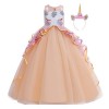 MYRISAM Princesse Fille Licorne Déguisement Robe de Anniversaire Cérémonie Soirée Halloween Carnaval Noël Fête Spectacle Mari